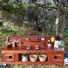 Load image into Gallery viewer, Children's Mud Kitchen, Hardwood Outdoor Play Kitchen, Double Oven Door & Stove Top
