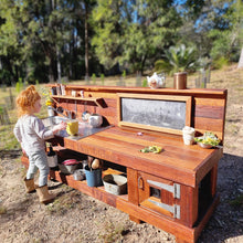 Load image into Gallery viewer, 2m Mud Kitchen, Outdoor Play Kitchen, Working Tap, Hardwood Educational Resource