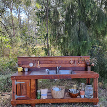 Load image into Gallery viewer, Tall 2m Hardwood Mud Kitchen, Outdoor Play Kitchen, Working Tap, Primary Educational Resource