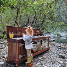 Load image into Gallery viewer, Tall 2m Hardwood Mud Kitchen, Outdoor Play Kitchen, Working Tap, Primary Educational Resource