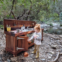 Load image into Gallery viewer, Tall 2m Hardwood Mud Kitchen, Outdoor Play Kitchen, Working Tap, Primary Educational Resource
