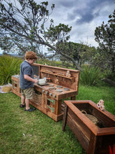 Load image into Gallery viewer, Children's Mud Kitchen, Hardwood Outdoor Play Kitchen, Double Oven Door & Stove Top