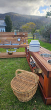 Load image into Gallery viewer, Children's Mud Kitchen, Open-Ended Potion Play Table Hardwood Bench with Oven Door & Stove Top