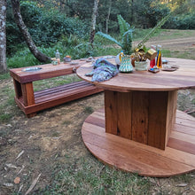 Load image into Gallery viewer, FOUR Piece Hardwood Mud Kitchen Set, Round Table, Outdoor Play Kitchen Set, Double Oven Door & Stove Tops, Hardwood, Australian Made Educational Resources
