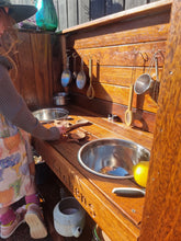 Load image into Gallery viewer, Children's Hardwood Mud Kitchen, Outdoor Play Kitchen, Fridge & Pantry Cupboard, Educational Resource