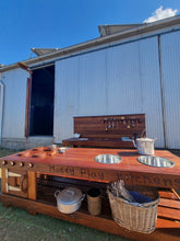 Load image into Gallery viewer, Children's Mud Kitchen, Open-Ended Potion Play Table Hardwood Bench with Oven Door & Stove Top
