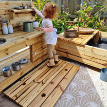 Load image into Gallery viewer, Hardwood Sandpit Planter Box With Mess Deck Lid on Wheels