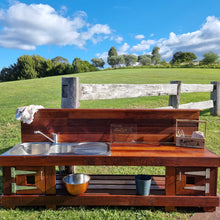 Load image into Gallery viewer, Children&#39;s Mud Kitchen Set, Outdoor Play Kitchen, Working Tap, Double Oven Door &amp; Stove Top, Hardwood, Australian Made Educational Resources
