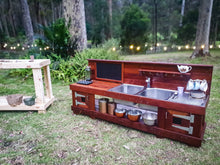 Load image into Gallery viewer, Children&#39;s Mud Kitchen, Outdoor Play Kitchen, Double Oven Door &amp; Stove Top, Hardwood
