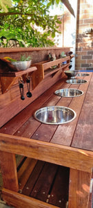 Children's Mud Kitchen, Outdoor Play Kitchen, Double Oven Door & Stove Top, Hardwood