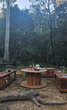 Load image into Gallery viewer, FOUR Piece Hardwood Mud Kitchen Set, Round Table, Outdoor Play Kitchen Set, Double Oven Door &amp; Stove Tops, Hardwood, Australian Made Educational Resources
