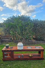 Load image into Gallery viewer, Children's Mud Kitchen, Open-Ended Potion Play Table Hardwood Bench with Oven Door &amp; Stove Top
