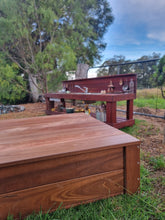 Load image into Gallery viewer, Hardwood Sandpit Planter Box With Mess Deck Lid on Wheels
