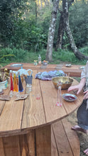 Load image into Gallery viewer, FOUR Piece Hardwood Mud Kitchen Set, Round Table, Outdoor Play Kitchen Set, Double Oven Door &amp; Stove Tops, Hardwood, Australian Made Educational Resources
