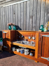 Load image into Gallery viewer, Children&#39;s Hardwood Mud Kitchen, Outdoor Play Kitchen, Working Tap, Fridge &amp; Pantry Cupboard, Educational Resource
