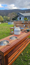 Load image into Gallery viewer, Children's Mud Kitchen, Open-Ended Potion Play Table Hardwood Bench with Oven Door &amp; Stove Top

