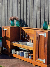 Load image into Gallery viewer, Children&#39;s Hardwood Mud Kitchen, Outdoor Play Kitchen, Working Tap, Fridge &amp; Pantry Cupboard, Educational Resource
