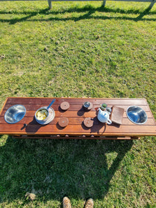 Children's Mud Kitchen, Potion Play Table Hardwood Bench with Stove Top