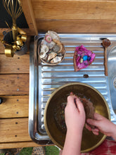 Load image into Gallery viewer, TWO Piece Set Children's Mud Kitchen, Outdoor Play Kitchen, Working Tap, Double Oven Door &amp; Stove Top, Hardwood, Australian Made Educational Resources
