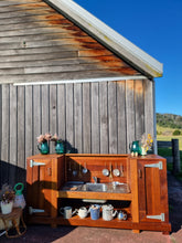 Load image into Gallery viewer, Children&#39;s Hardwood Mud Kitchen, Outdoor Play Kitchen, Working Tap, Fridge &amp; Pantry Cupboard, Educational Resource
