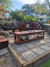 Load image into Gallery viewer, THREE Piece Set Children's Hardwood Mud Kitchen With Bowls, Fridge &amp; Pantry Cupboard, Stove Top Bench &amp; Planter Sand Pit Box, Educational Resources
