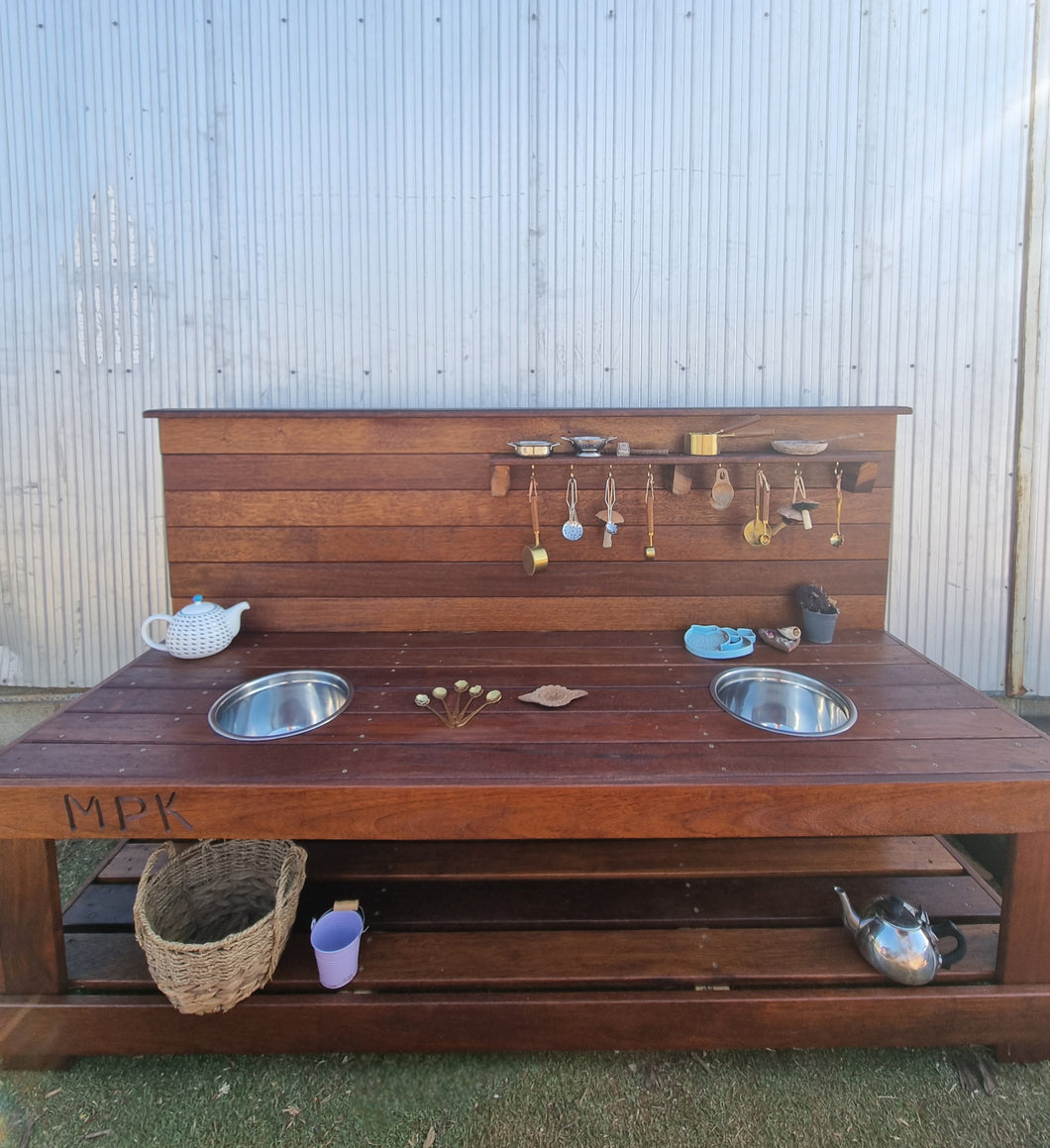 Children's Hardwood Mud Kitchen, Potion Play, Play Bench
