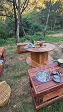 Load image into Gallery viewer, FOUR Piece Hardwood Mud Kitchen Set, Round Table, Outdoor Play Kitchen Set, Double Oven Door &amp; Stove Tops, Hardwood, Australian Made Educational Resources
