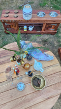 Load image into Gallery viewer, FOUR Piece Hardwood Mud Kitchen Set, Round Table, Outdoor Play Kitchen Set, Double Oven Door &amp; Stove Tops, Hardwood, Australian Made Educational Resources
