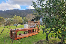 Load image into Gallery viewer, Children's Mud Kitchen, Open-Ended Potion Play Table Hardwood Bench with Oven Door &amp; Stove Top
