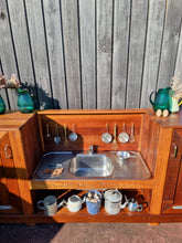 Load image into Gallery viewer, Children&#39;s Hardwood Mud Kitchen, Outdoor Play Kitchen, Working Tap, Fridge &amp; Pantry Cupboard, Educational Resource
