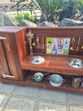 Load image into Gallery viewer, Children's Hardwood Mud Kitchen, Outdoor Play Kitchen, Fridge &amp; Pantry Cupboard, Educational Resource
